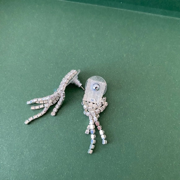 Silver Diamond Fringe Earrings - Picture 2 of 5